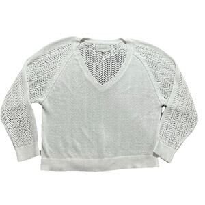 Brochu Walker Women’s L Cotton Blend White Sweater Open Knit See Description